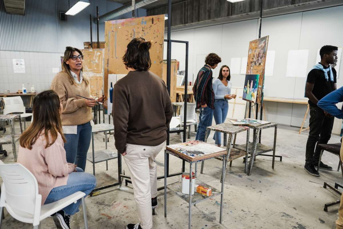 Art students in a studio